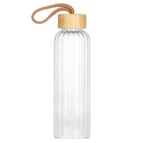 Butelka na Wodę VILDE Szklana 500 ml Zakrętka Bambus Borokrzem