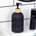 Dozownik do Mydła VILDE 400 ml Szklany Czarny Mat z Bambusem z Blokadą