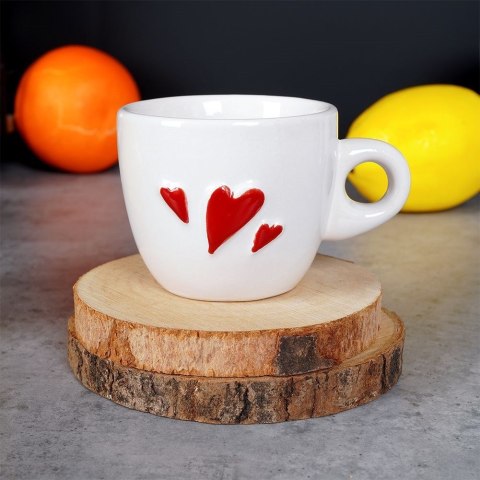 Filiżanka do Espresso 80 ml ORION Serce Ceramiczna Biała z Serduszkami
