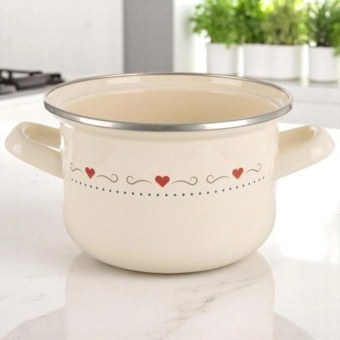 Garnek Emaliowany 1,4 L ORION TONCA Kremowy 16 cm Indukcja Zmywarka