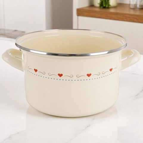 Garnek Emaliowany 4 L ORION TONCA Kremowy 22 cm Indukcja Zmywarka