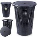 Kosz na Pranie Plastikowy Czarny 35 L VILDE Wytrzymały i Pojemny