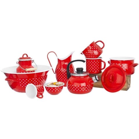 Kubek Emaliowany Czerwony w Grochy do Kawy Herbaty ORION 400 ml