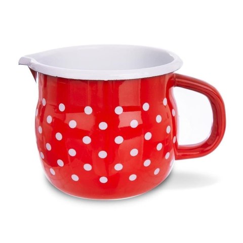 Kubek na Gaz Indukcję z Wylewką Emaliowany Czerwony w Grochy ORION 800 ml