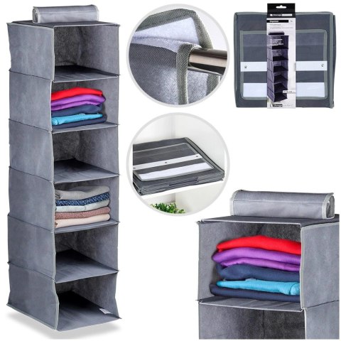 Organizer Wiszący do Szafy 6 Półek 30 x 30 x 120 cm STORAGE SOLUTIONS Szary