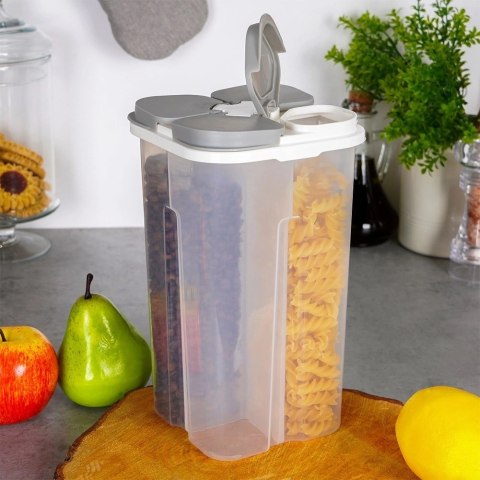 Pojemnik Dzielony z Dozownikiem 2,4 L EXCELLENT 4 Przegrody 23,5 x 13,5 cm