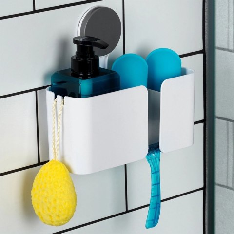 Półka Pod Prysznic Biała 3 Przegrody na Przyssawkę 21 x 9 cm BS