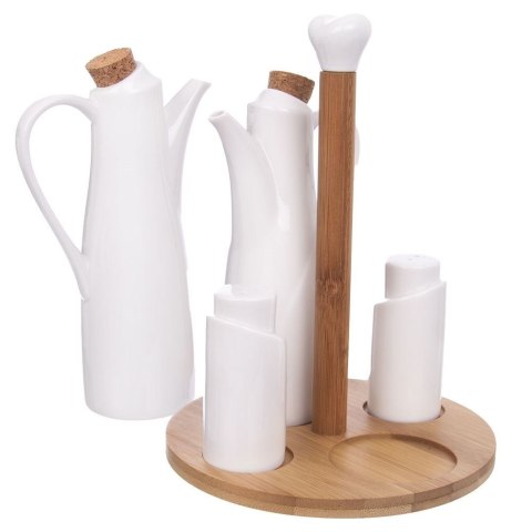 Porcelanowy Przyprawnik 5 Elementów Klasyczna Biel ORION