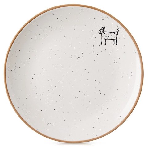 Talerz Deserowy Ceramiczny Beżowy 20 cm ORION Pies Efektowny Dekor