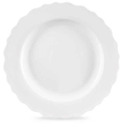 Talerz Obiadowy Płytki Porcelanowy MONA 24,5 cm ORION Falowany Rant