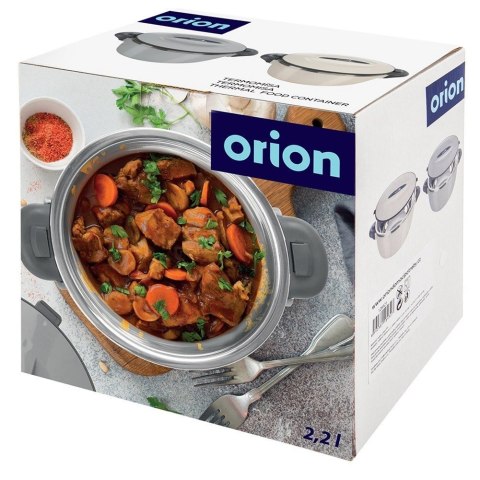Termomisa Obiadowa TERMO Stalowa 2 L ORION Szary z Praktycznymi Uchwytami