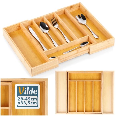 Wkład na Sztućce do Szuflady VILDE Bambus Rozsuwany 28-45 cm