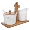 Zestaw Cukierniczka Mlecznik w Stojaku Porcelanowe Białe ORION 2 x 280 ml