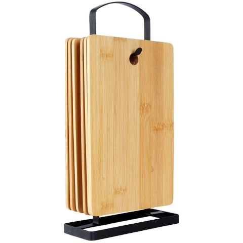 Zestaw Deski do Krojenia Stojak Bambusowe Solidne EXCELLENT HOUSEWARE 6 Szt