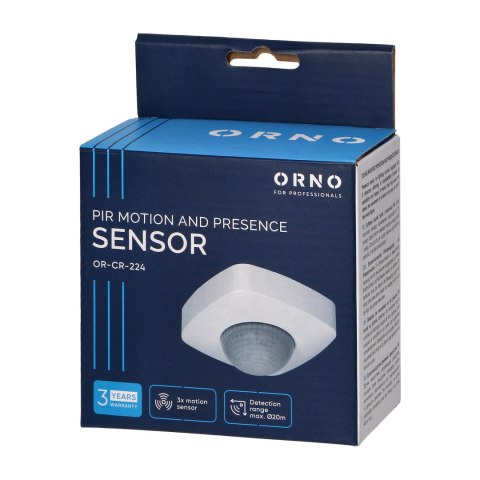 Czujnik ruchu i obecności 360st. IP20, 2000W, 
3 sensory