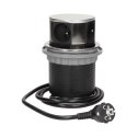 Gniazdo meblowe ?10cm wysuwane z blatu z ładowarką USB i przewodem 1,5m, 3x2P+Z, 2xUSB, INOX