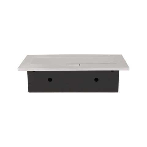 Gniazdo meblowe wpuszczane w blat z grubym rantem, 2x2P+Z, 3 porty USB, srebrne